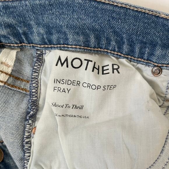 MOTHER Insider Crop Step Fray Jeans - Shoot to Thrill - Blue Denim - Size 30 - Picture 7 of 8